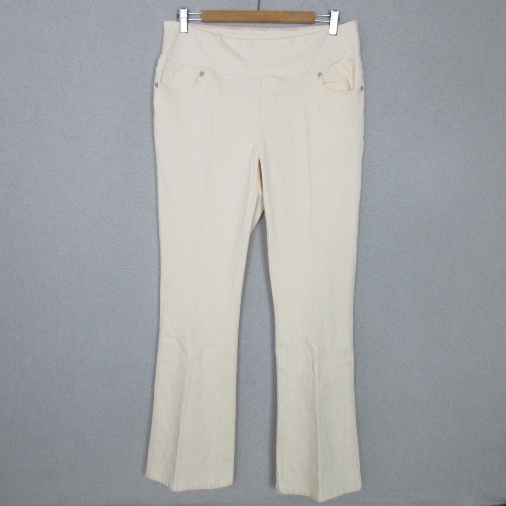 DG2 Diane Gilman Bootcut Jeans Women XL Cream Pull On Stretch Denim